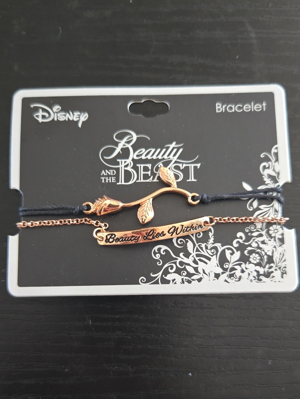 Disney By Neon Tuesday Beauty And The Beast Adjustable 2 Bracelet Set Rose Gold